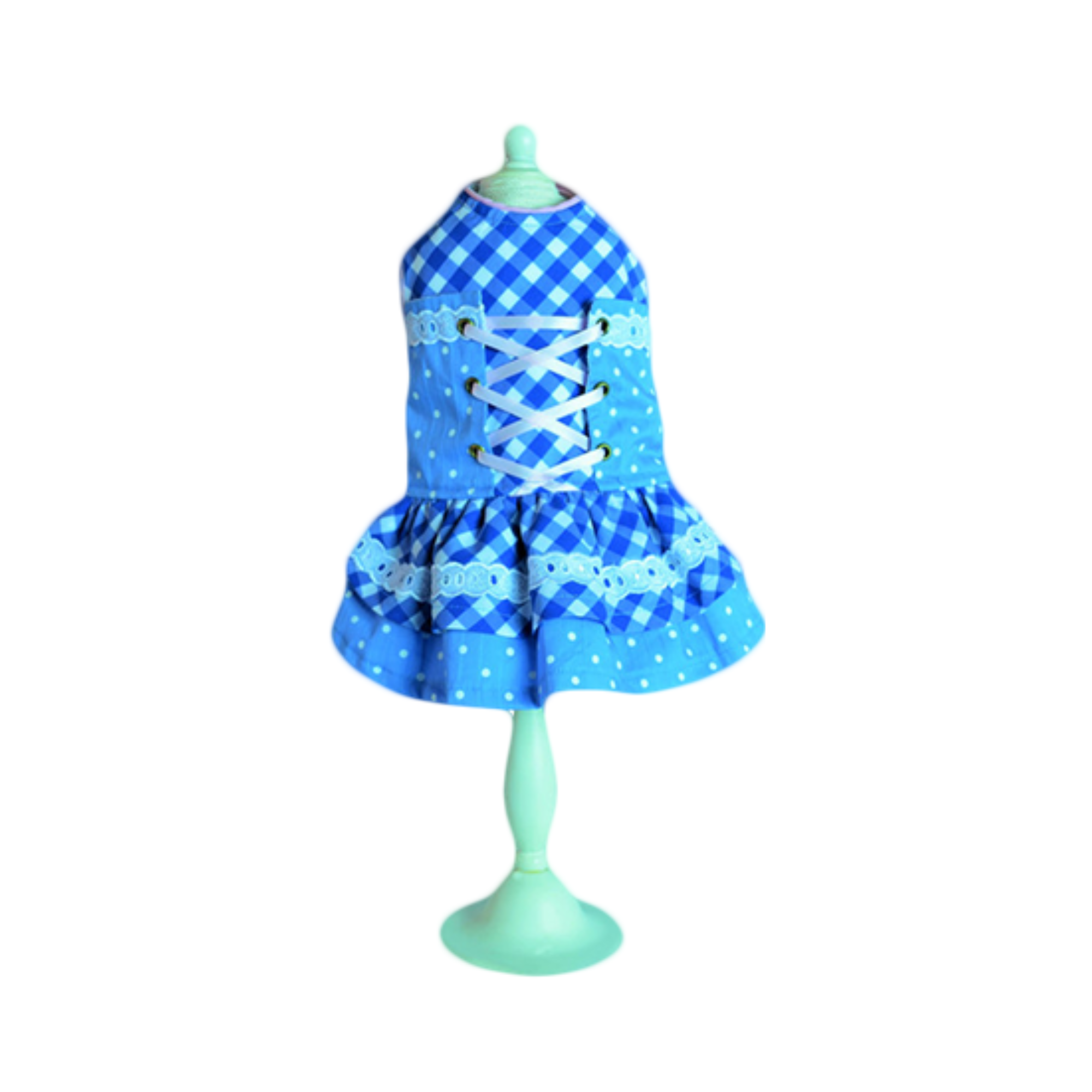 Toutmignon Vestido Estilo Campirano Color Azul con Blanco Talla 0