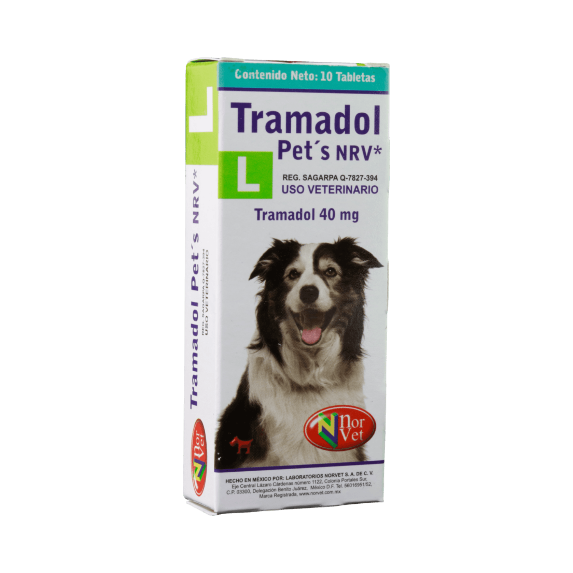 Tramadol Pets NRV L 40 mg 10 Tabletas | Analgésico Opioide Perros 10-20 kg | Norvet