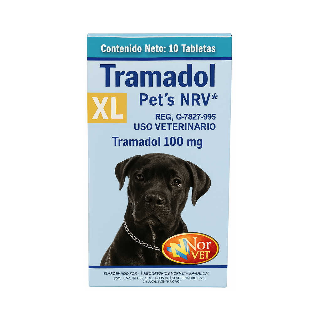 Tramadol Pets NRV XL 100 mg 10 Tabletas | Analgésico Opioide Perros 20+ kg | Norvet