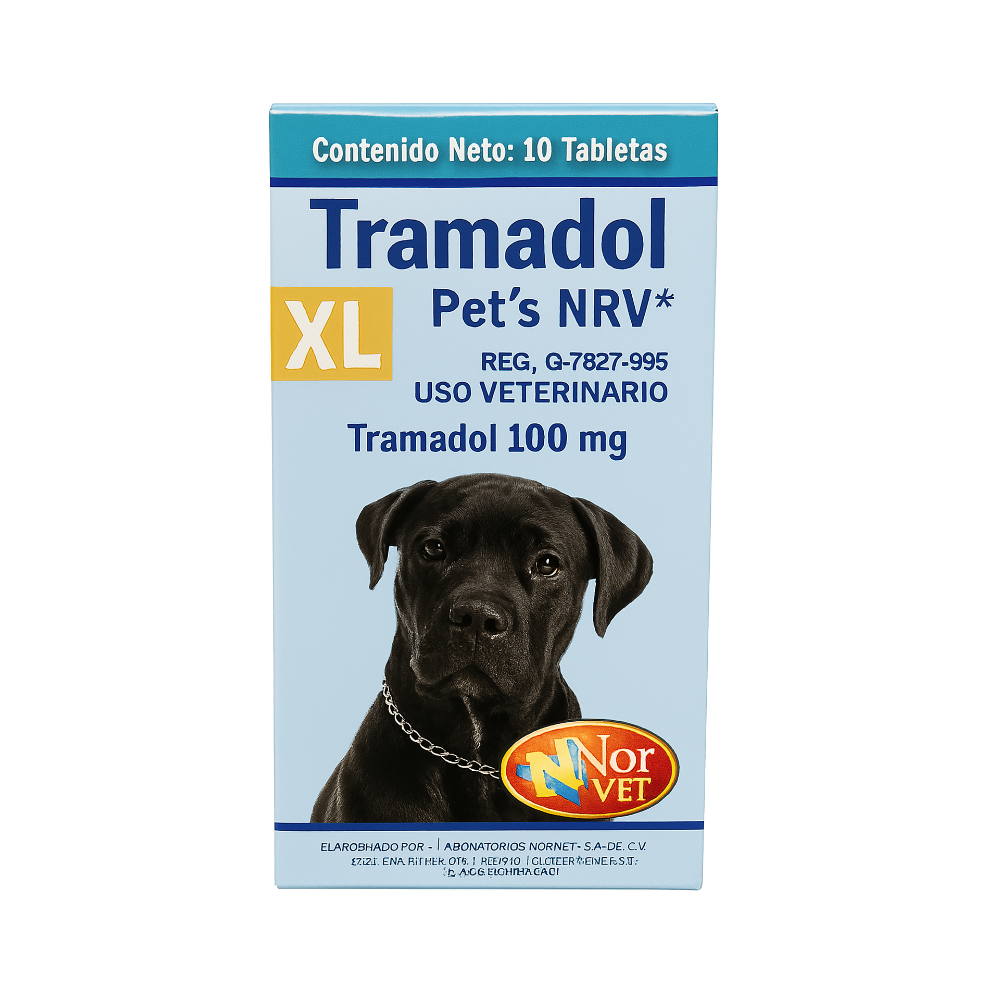 Tramadol Pets NRV XL 100 mg 10 Tabletas | Analgésico Opioide Perros 20+ kg | Norvet