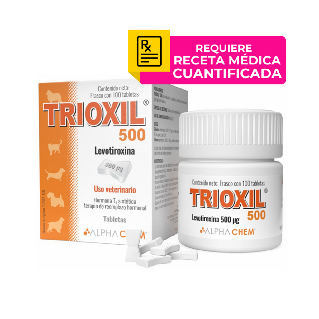 Trioxil Levotiroxina 500 Mcg. Frasco con 100 Tabletas, Alpha Chem