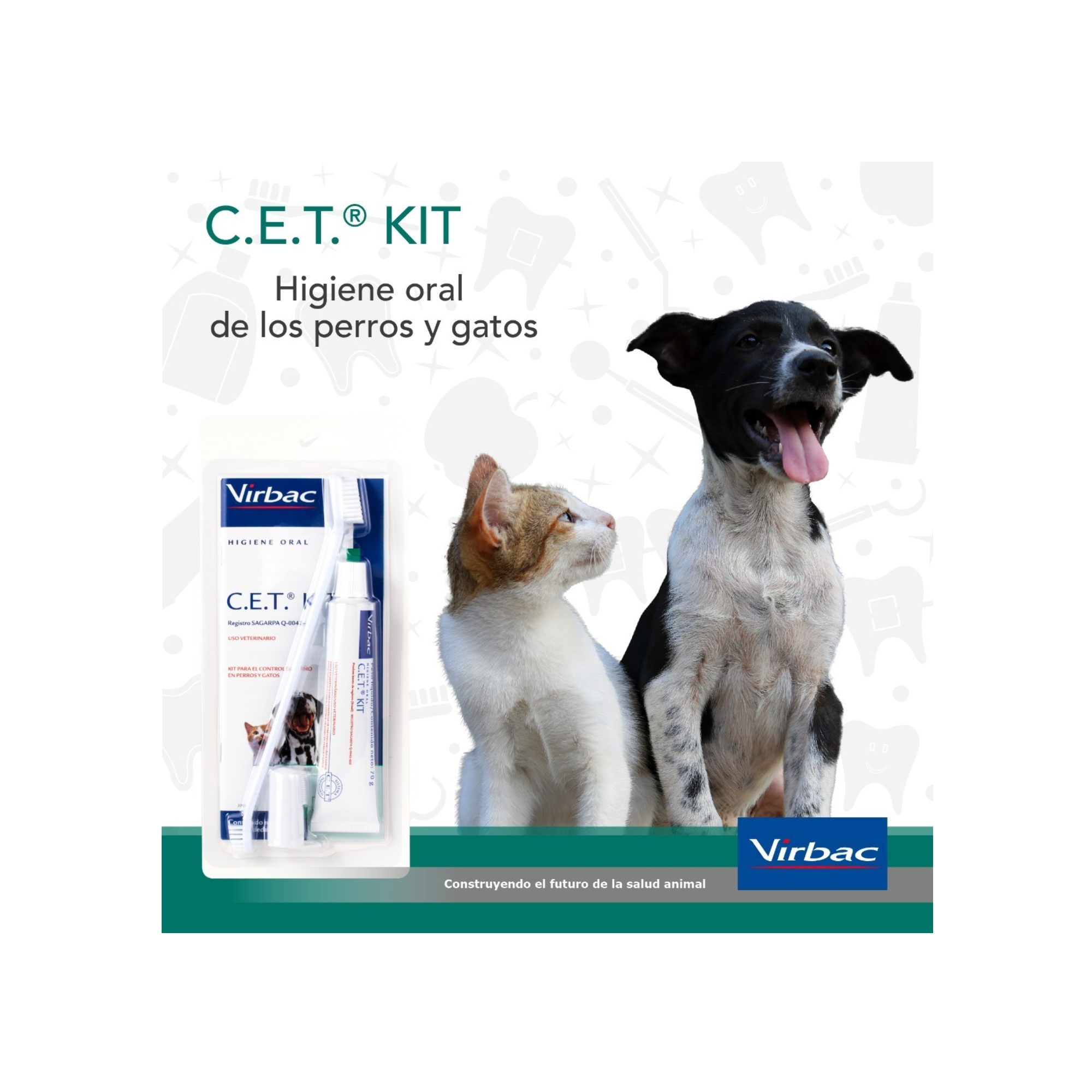 Kit dental Virbac C.E.T. con dedal y cepillo para higiene oral de perros