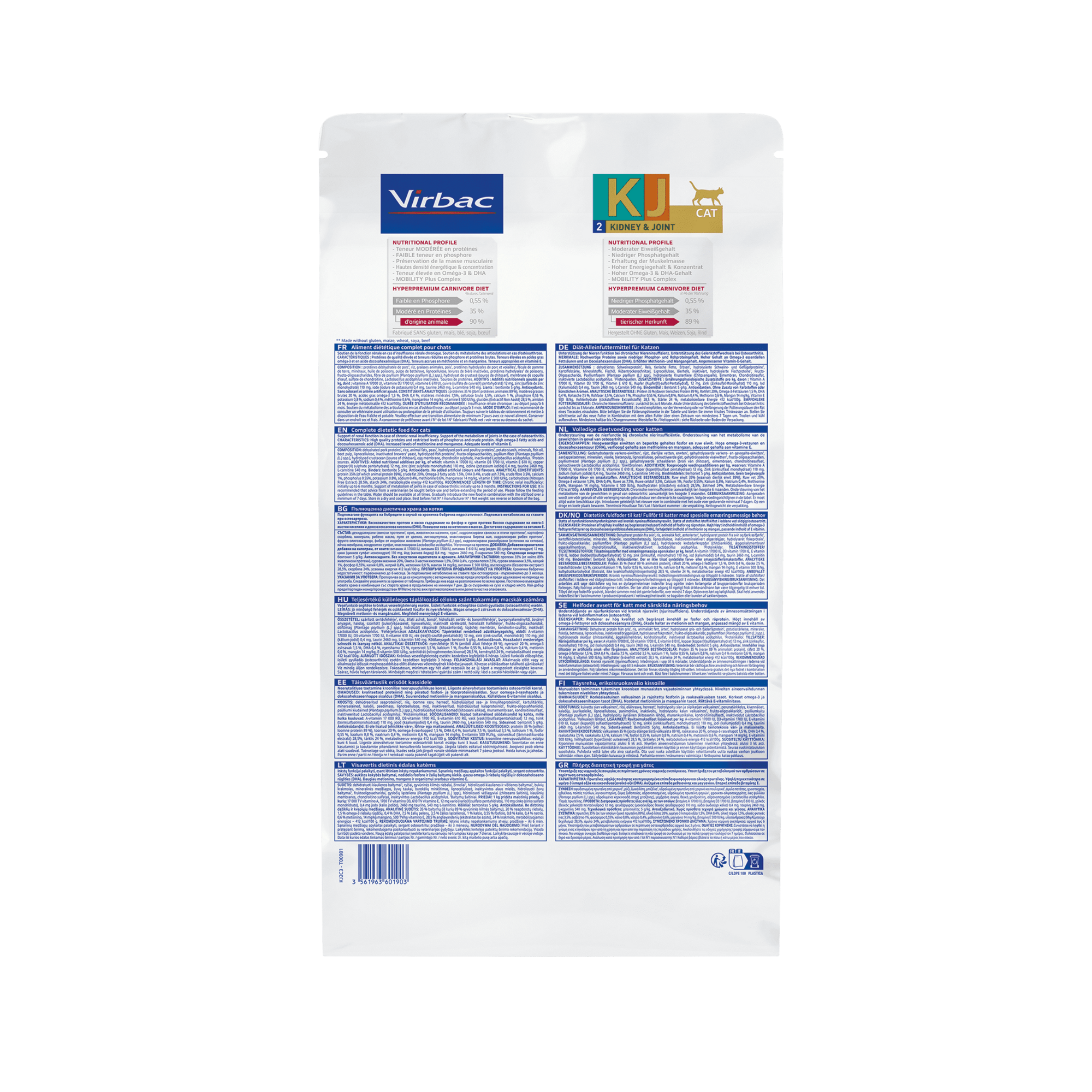 Virbac HPM  Alimento Seco para Gato Etapa 2 Kidney and Joint 3 Kg
