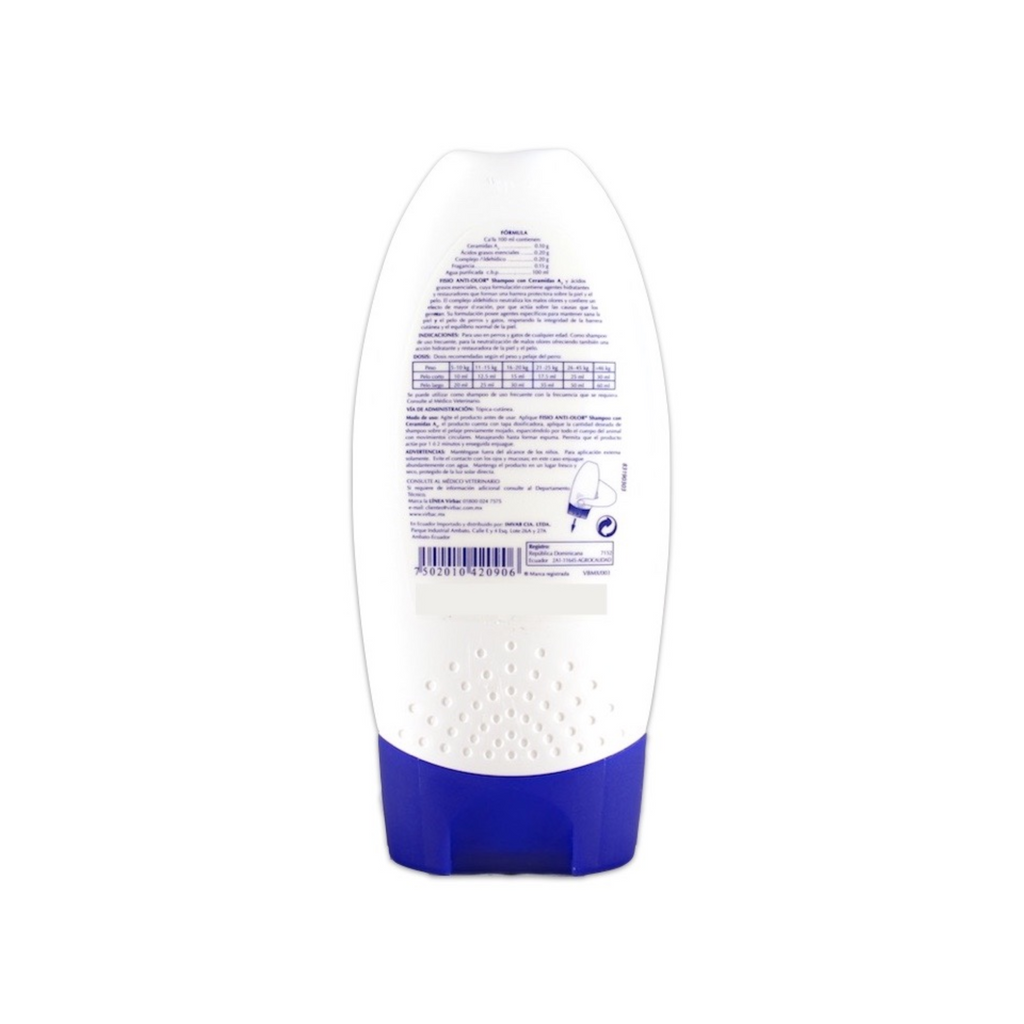 FISIO Anti-Olor Shampoo Virbac desodorizante e hidratante para pelaje de perros y gatos