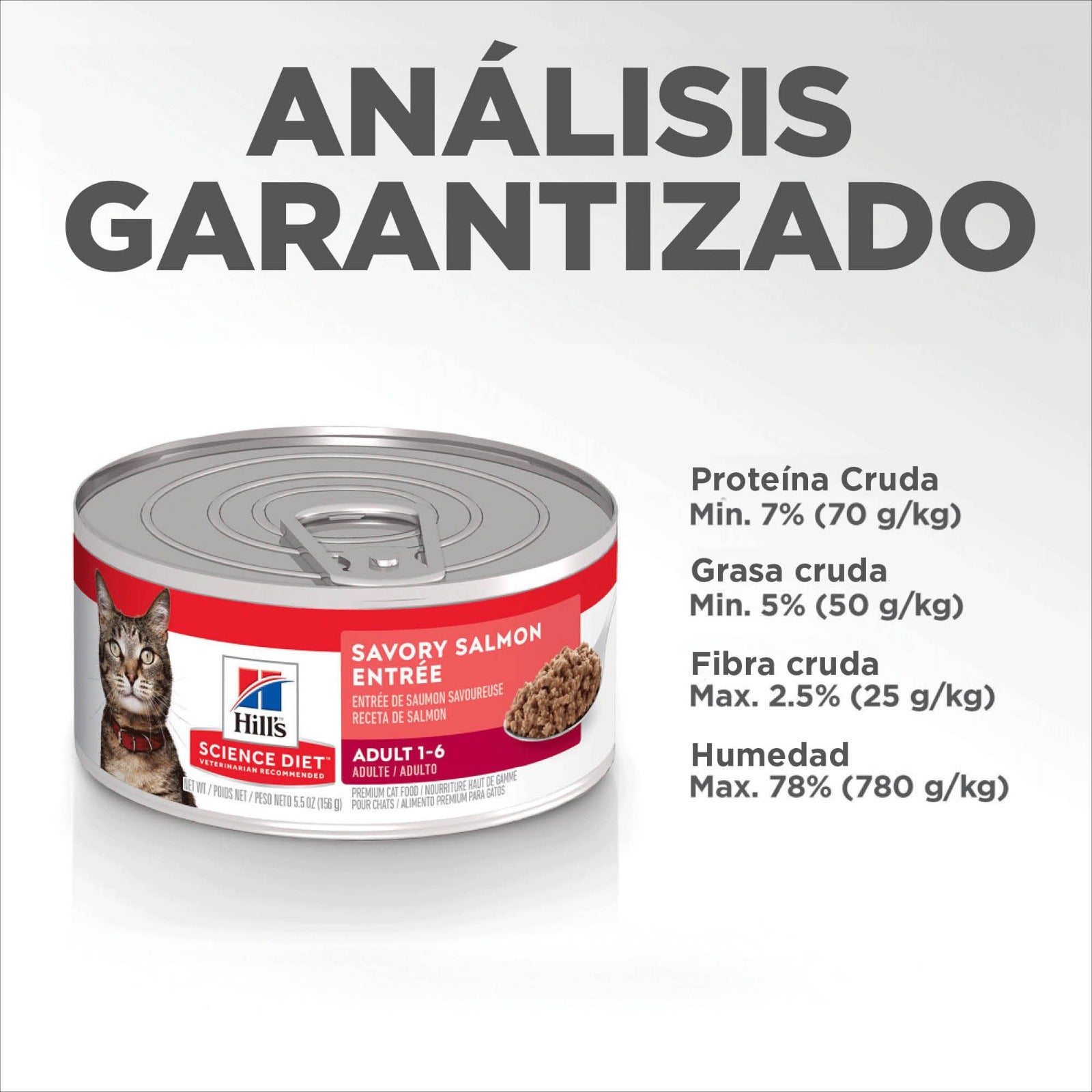 24 Latas Hill's Science Diet Adulto, alimento húmedo para gato adulto receta de salmón, 156g