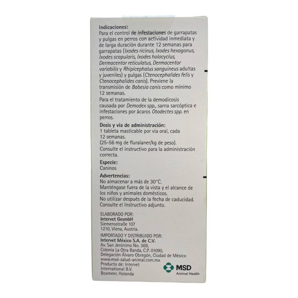 Tableta masticable Bravecto para perros, protección de 12 semanas contra pulgas, garrapatas y ácaros
