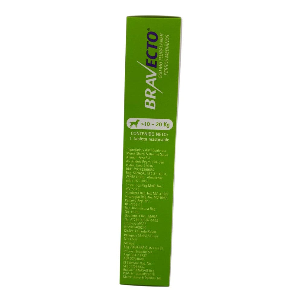Bravecto Masticable 10 a 20 kg, desparasitante externo de dosis única para perros adultos