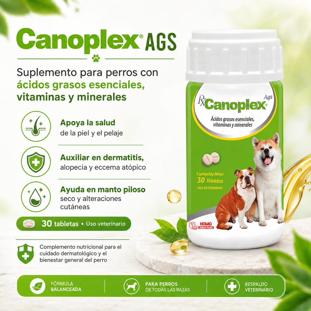 Canoplex AGS suplemento de ácidos grasos y vitaminas para perro 30 tabletas Holland