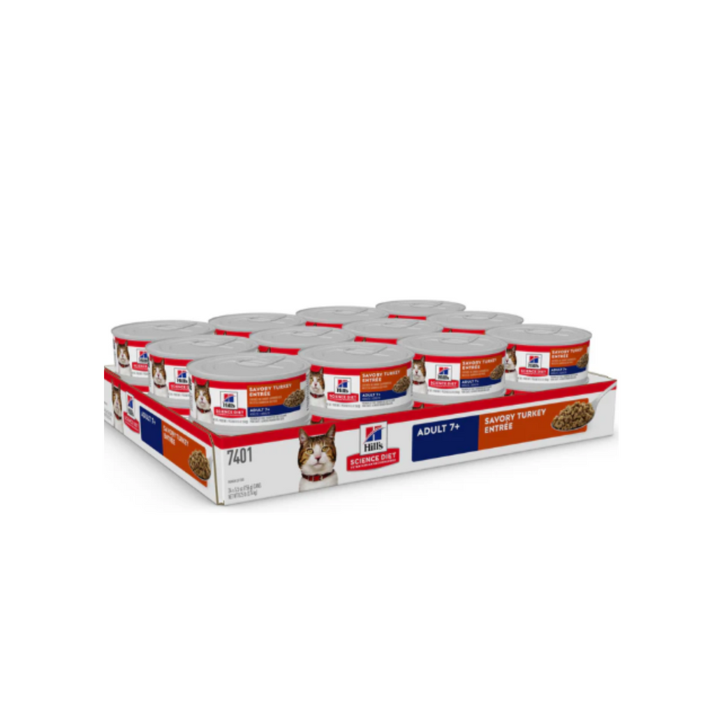 24 latas Hill's Science Diet Gato Senior Alimento Húmedo Gato Senior Sabor Pavo 82g