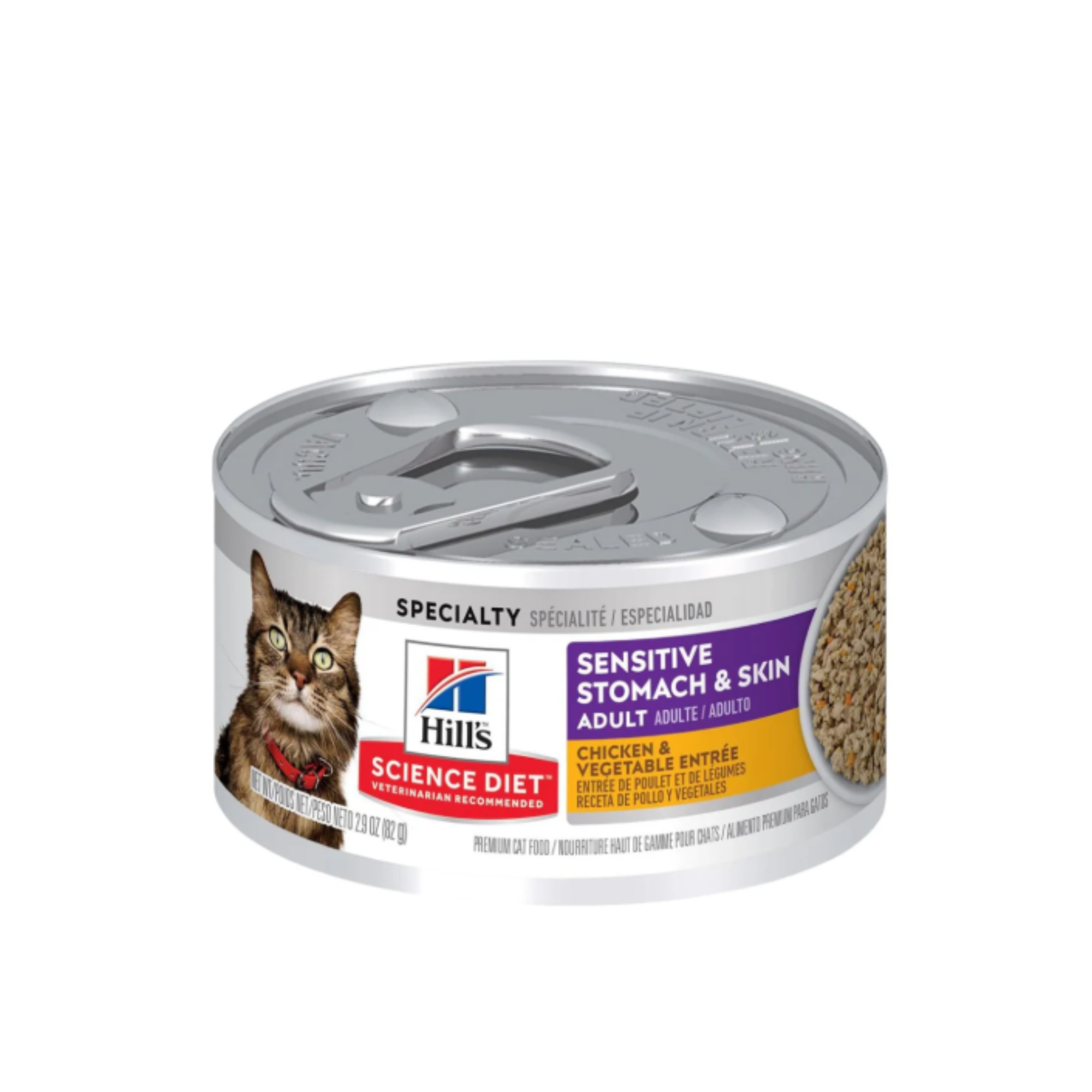 24 Latas Hill's Science Diet Gato Adulto Sensitive Skin and Stomach Piel y Estomago Sensible 82gr