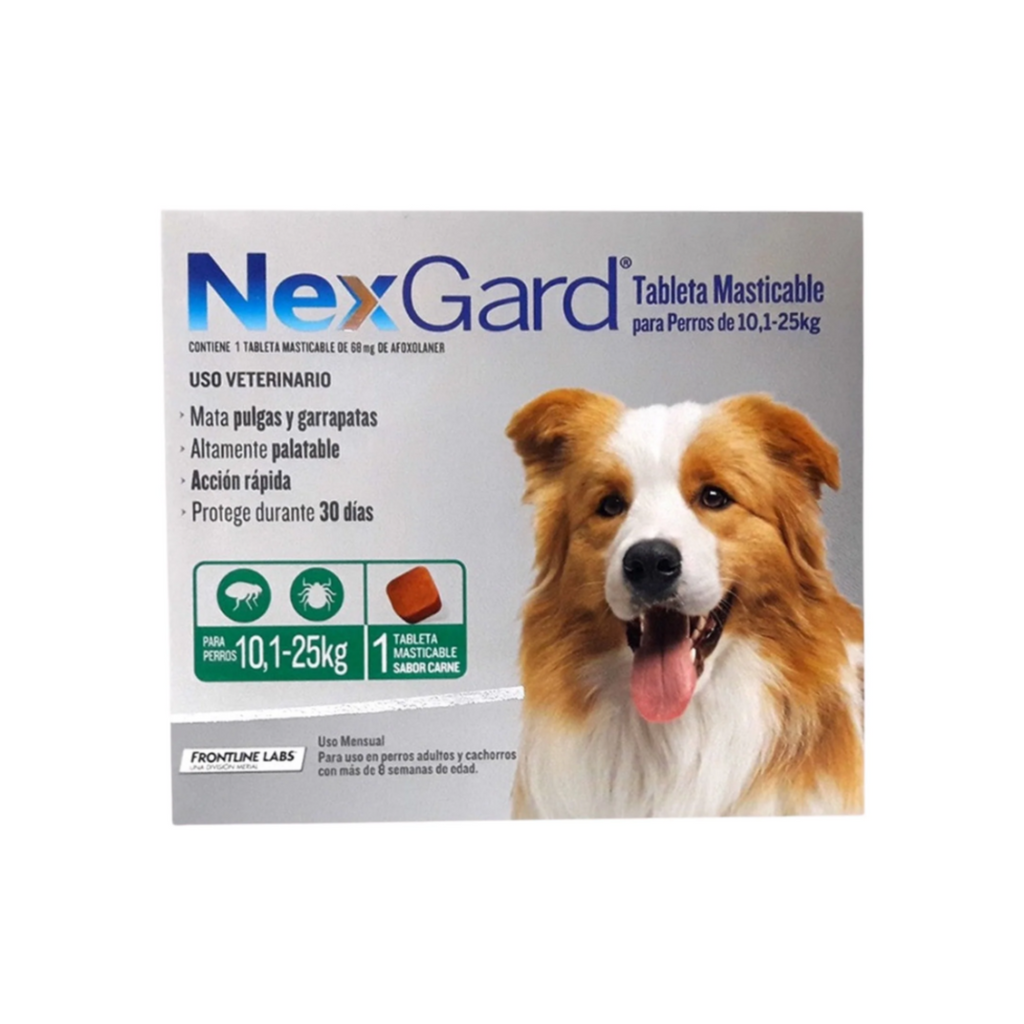 NexGard tableta masticable antipulgas y garrapatas para perros de 10 a 25 kg