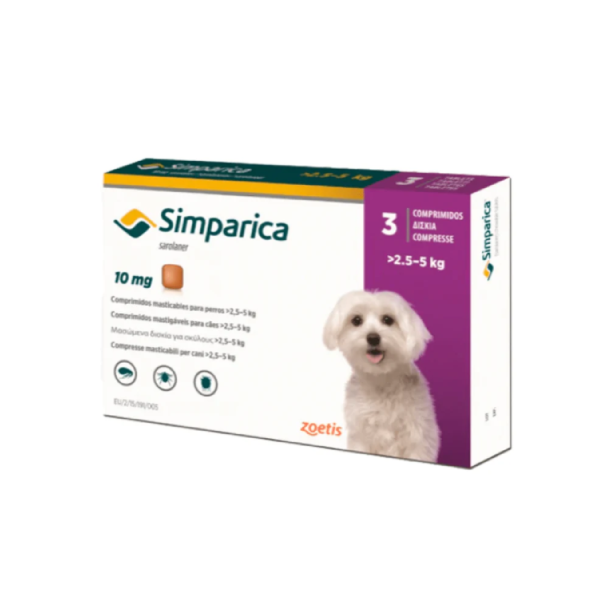 Simparica tabletas masticables antipulgas y garrapatas para perro