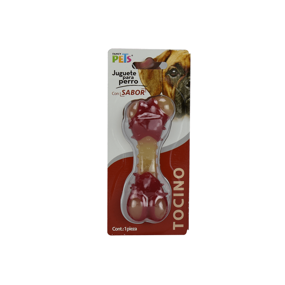 Juguete hueso chico sabor tocino Fancy Pets para perros, ideal para juego y entretenimiento